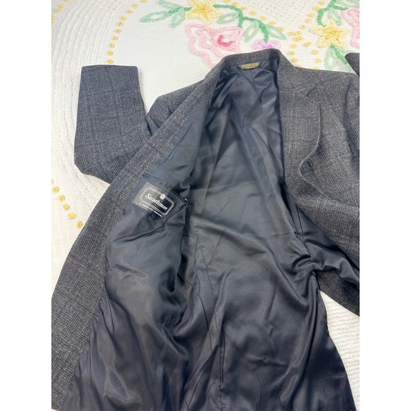 Strathmore Anderson-Little Richman  34 L Brothers Gray Plaid Wool Blazer Jacket - Picture 9 of 11